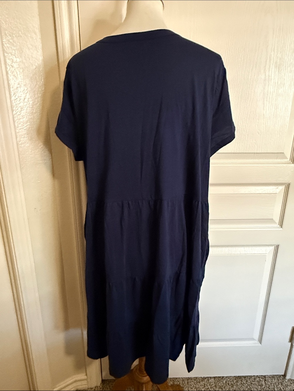 Time and Tru Navy Short Sleeve Tiered Dress with Pockets Sz XXL - Picture 7 of 10